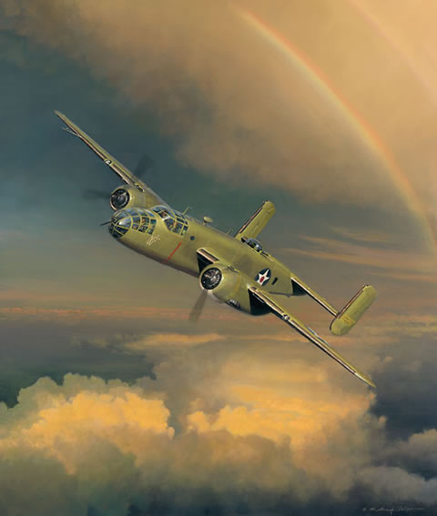 "Westbound: A Date with the General"-William S. Phillips-B-25 Mitchell Art